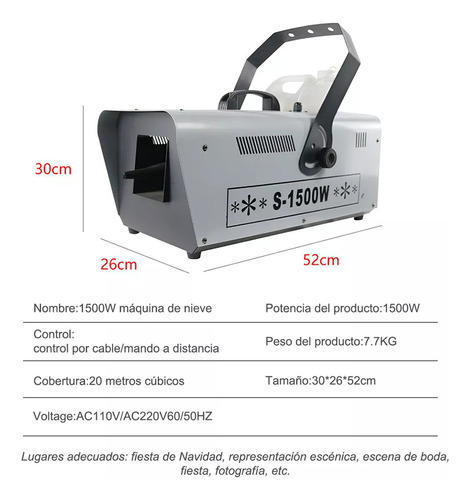 Maquina De Nieve Artificial 1500w Cntrl Inalámbrico Nieve Con Mando A Distancia Para Navidad Boda, Niños, Fiesta, Efecto Escénico
