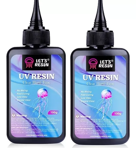  LET'S RESIN Resina UV para pegar, 3.53 oz de arte perfecto  adhesivo de resina UV Kit de secado en segundos, resina epoxi UV  transparente para soldadura, luz de vidrio, reparación de