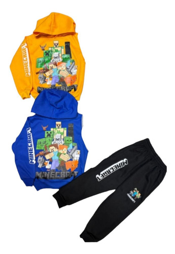 Conjunto Niño Poleron Y Buzo  De Minecraft Franela Algodon