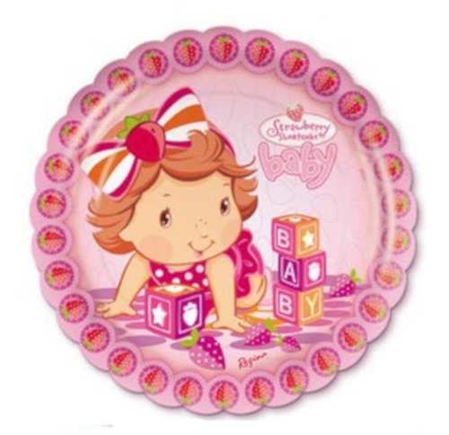 Imagem 1 de 1 de Prato Descartável Redondo Festa Moranguinho Baby 18cm 08 Un