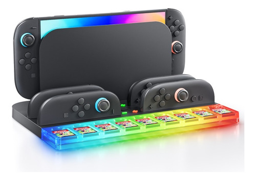 Compatible Con Switch2 Joy-con Base De Carga Rgb 4 Ranuras