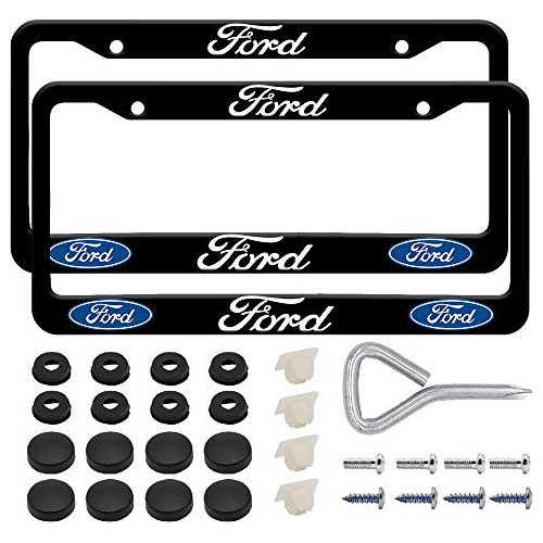 2 Pc Licencia De Marcos De Placa Ford 2 Agujeros Negros...