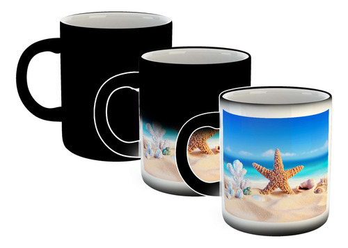 Taza Magica Estrella De Mar Simpatica Parada Caracol