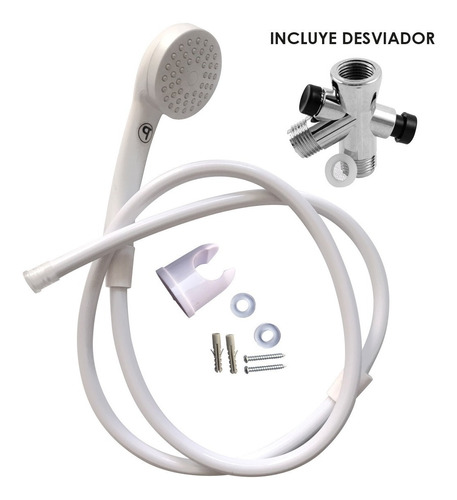 Regadera De Teléfono Blanca + Desviador