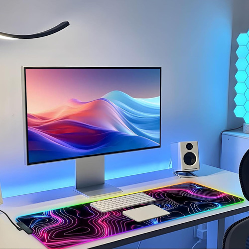 Tapete De Escritorio Led Rgb Mousepad Para Juegos, Teclado G
