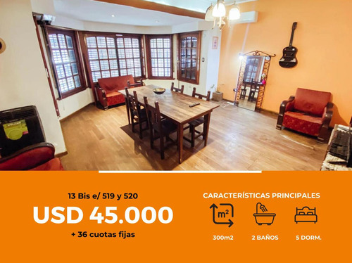 Casa En Venta - 5 Dormitorios 2 Baños 1 Cochera - 300mts2 - Ringuelet [financiada]