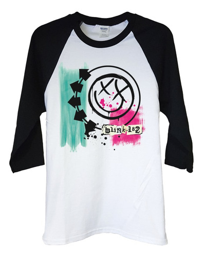 Polera Raglan 3/4 Blink 182 Flag Logo Punk Abominatron