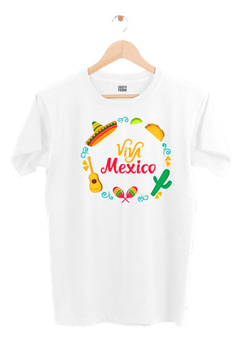 Playera Hombre - Viva México Blanca Festejo 576