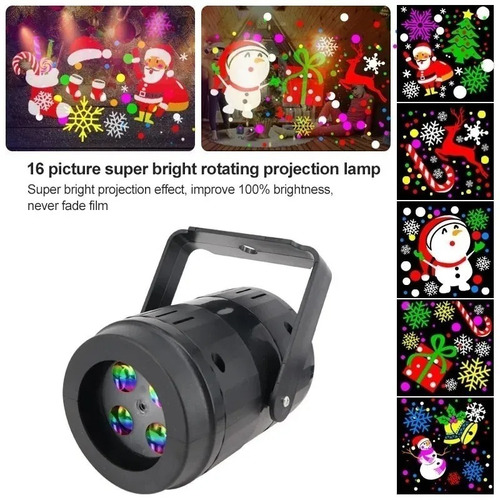 Lámpara De Navidad Led Proyector Láser Luz 16 Patrones