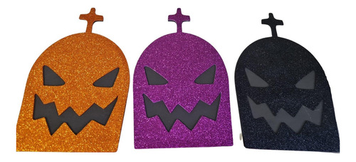 Kit Decoração De Halloween 12 Lápides Em Eva Glitter Sortido