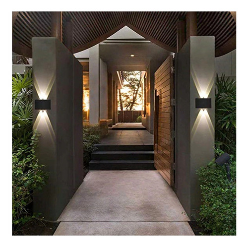 Pack X2 Lampara Led Focos Exterior Pared 6w Luz Cálida 3500k