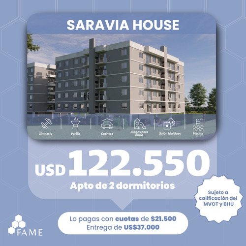 Saravia House, apartamento 2 dormitorios, a un precio menor al mercado!