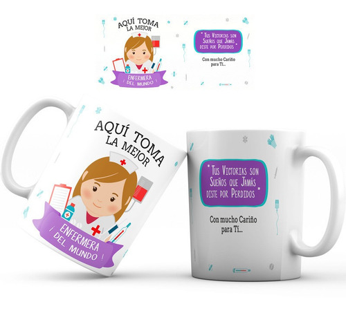 Mug Pocillo Enfermera Regalo Aquí Toma Taza Profesion