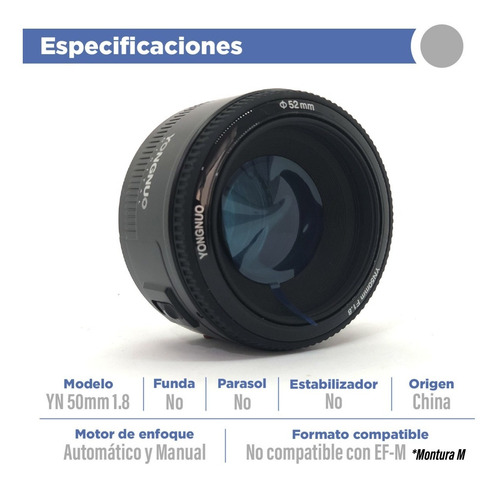 Imagen 2 de 10 de Lente Yongnuo 50mm Yn50mm F1.8 Canon / Gtia / Fact A Y B