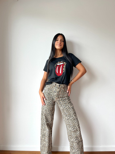 Remera Mujer Rolling Stone Con Brillo Sc Mayorista Algodón