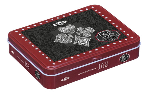 Kit 2 Jogos Baralhos Luxo Plástico Resistente Estojo De Lata