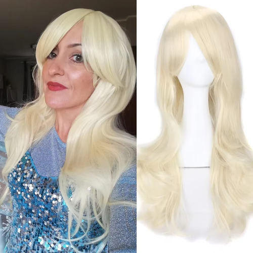 Peruca Loira Repicada Longa Lisa Luxo Com Touca Ajustável