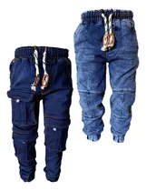 Comprar Pack 2 Jogger Skinny Mezclilla Stretch Cargo Biker Niño 4-16