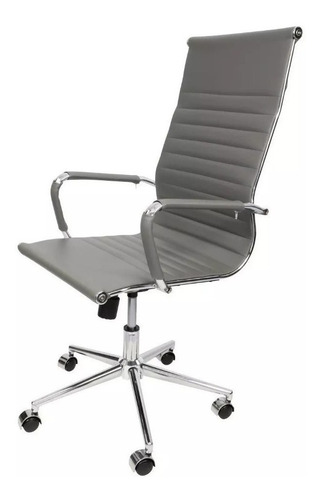 Cadeira de escritório Tutto Home Esteirinha Charles Eames ergonômica  cinza com estofado de couro sintético x 2 unidades