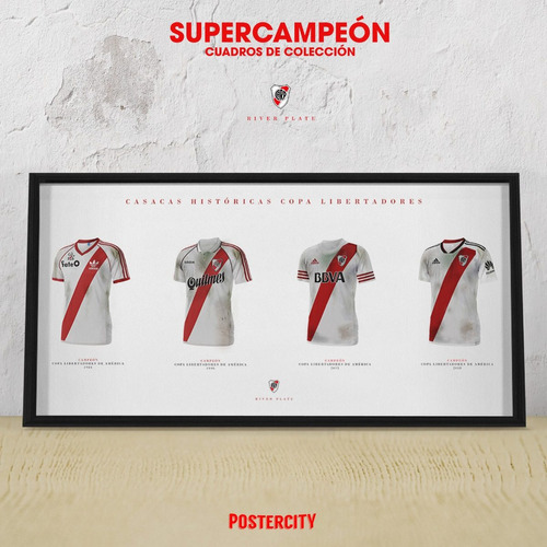 Cuadro Historia Casaca River Libertadores Remeras 30 X 60