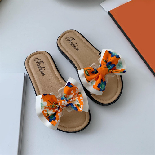 Zapato Para Niños De Verano Con Estampado De Flores Con Lazo