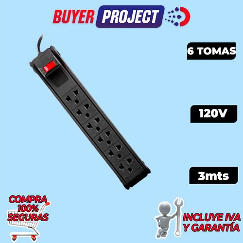 Supresor De Pico Napoli 60hz 7a 6 Tomas 120v 3mts