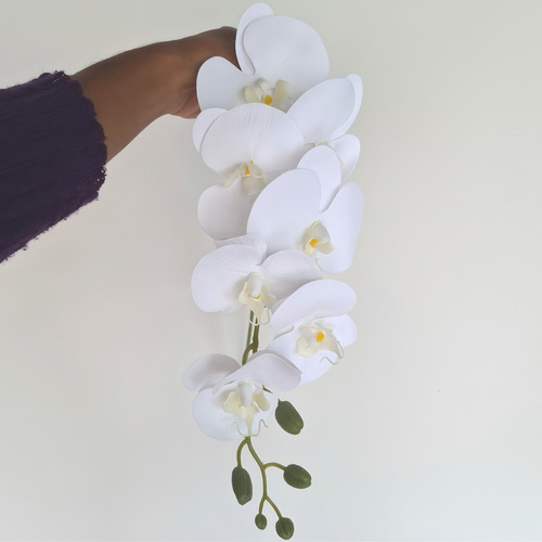 Kit 6 Orquídea Artificial Branca Arranjo Flores 3d Atacado