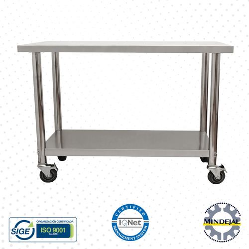 Mesa En Isla Con Ruedas Acero Inoxidable 100% Mindejal