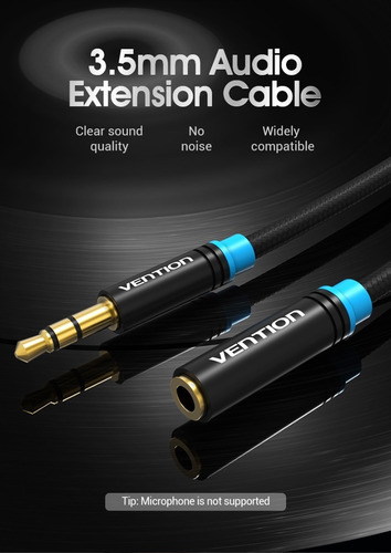 Cable Extension Audio Auxiliar Vention 3.5mm Nylon 1m 10 Pza