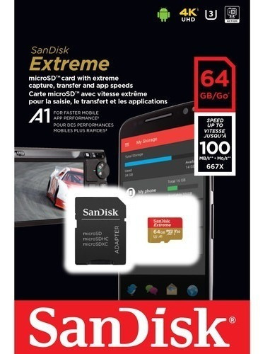 Cartão Memória Sandisk 64gb Extreme Uhs-i Micro Sd Xc 100mbs
