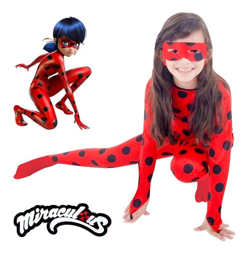 Fantasia Ladybug Miraculous Barato Roupa Infantil + Máscara