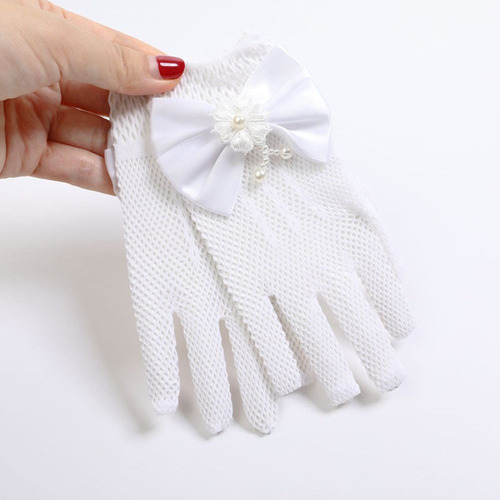 Guantes De Boda Para Niños, Guantes Cortos De Malla De Encaj