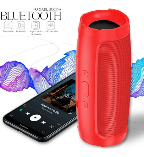 Bocina Bluetooth Inalambrica Radio Portátil Recargable Color Rojo