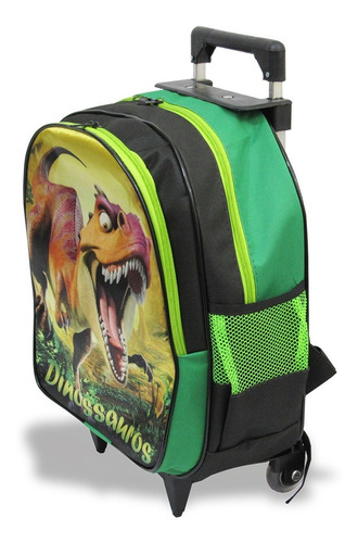 Kit Escolar Infantil Mochila Rodinhas Dinossauro Tamanho G