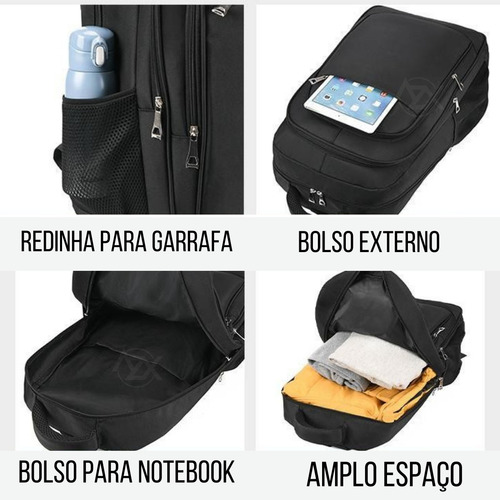Mochila Notebook Grande Masculina Motoboy 60l Impermeável Cor Azul