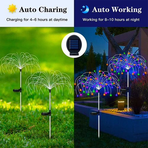5 Luces Led Solares Tipo Estaca Para Fuegos Artificiales