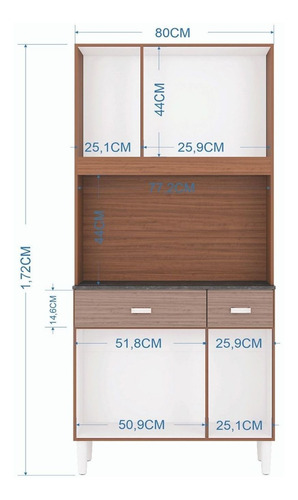 Alacena Mueble Multifuncional Cocina Manu 6 Puertas 2 Caj