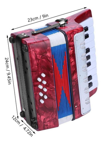 Imagen 2 de 9 de Mini 17 Teclas 8 Bajo Piano Acordeón Instrumento Musical De