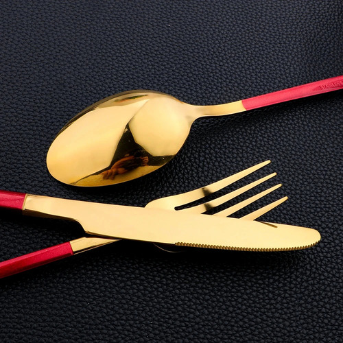 Cubertería, Tenedor, Cuchara, Cena, 30 Unidades, Color Rosa