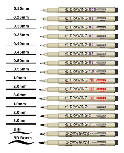 Juego De 16 Fineliners Para Dibujo En Tinta Negra Precisa