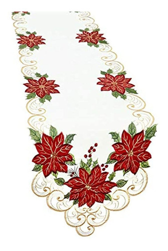 Simhomsen Caminos De Mesa De Navidad, Diseño De Poinsettia
