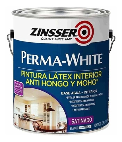 Pintura Latex Satinado Perma White X 4lts Zinsser - Gran