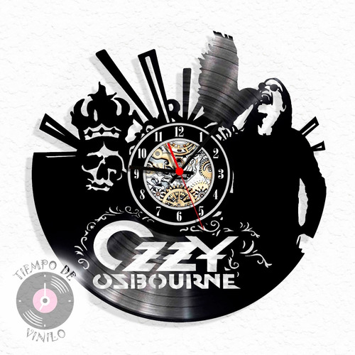 Reloj De Pared Elaborado En Disco De Lp Ref. Ozzy Osbourne