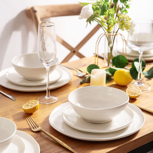 Set De Platos Borde Ondulado 6pcs 20.32cm Ensalada Porcelana