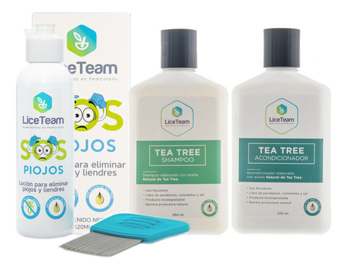 Pack Loción Tratamiento Piojos Sos Y Mantención Teatree