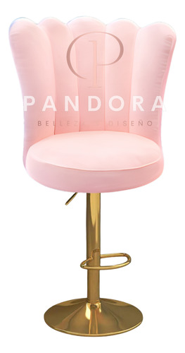 Silla Banco Dorado Spa Lashistas Pestañas Ergonomico Pandora Rosa Fijo Redonda