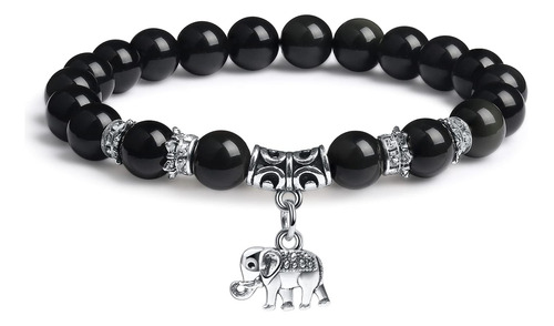 Svivay, Pulsera De Elefante Con Cuentas De Ágata Negra, Braz