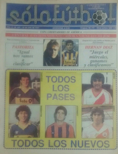 Solo Futbol 107.poster Chile,figuritas Uruguay.año 1987
