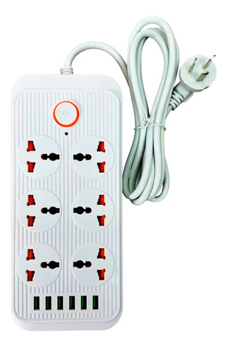 Zapatilla Alargue Con 6 Tomas Corriente 6 Usb 2 Mts A07