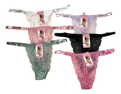 Pack 3 Tanga Colaless Detalle Encaje Varios Ajustable Sexy